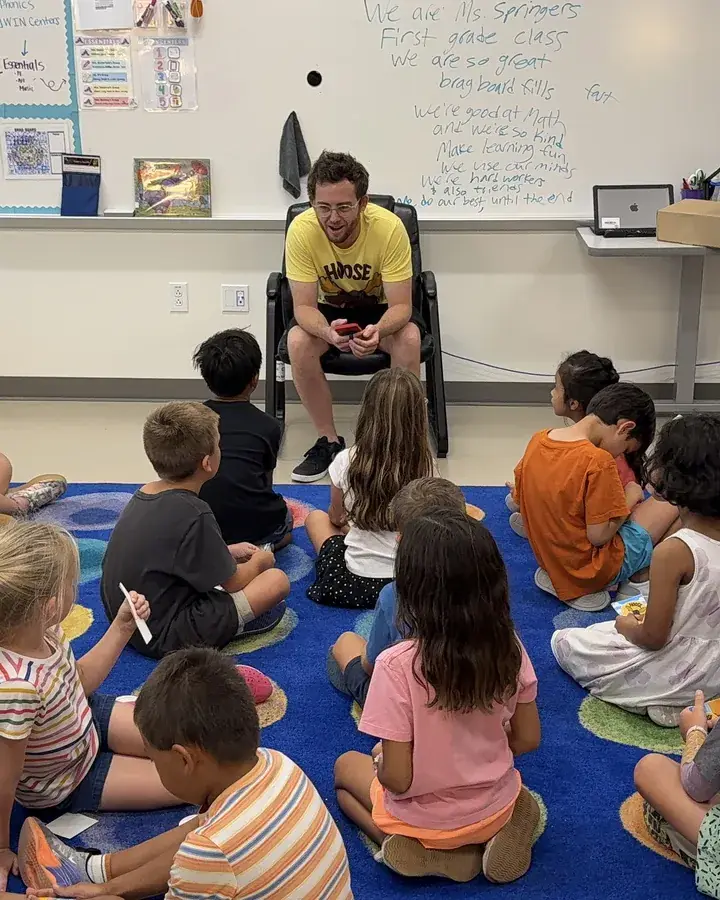 Mr B reading to a class at story time